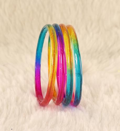 Image of STYOLLO Viral Jelly Plain Transparent Glass Kada Set For Women & Girls | Kanch Kada For Girls | Daily Ethnic Traditional Jewelry | Glossy Classic Fashion Kangan For Wedding, Festive & Parties - Set Of 4