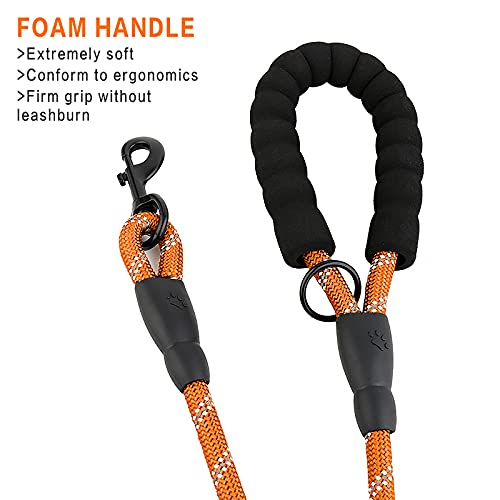 Image of PLUTUS PET Rope Dog Leash 6ft Long,Traffic Padded Two Handle,Heavy Duty,Reflective Double Handles Lead for Control Safety Training,Leashes for Large Dogs or Medium Dogs,Dual Handles Leads(Orange)