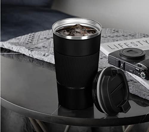 NymphFable 500ml Negro Tazas de viaje aisladas Tazas de café Taza de café para coche Taza Térmica de Acero Inoxidable… - Imagen 8