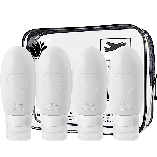 Image of OURSUNSHINE Travel Bottles,Leakproof Silicone Refillable Travel Containers,Squeezable Travel Tube Sets Cosmetic Toiletry Containers for Shampoo Lotion Soap (3oz or 2oz)