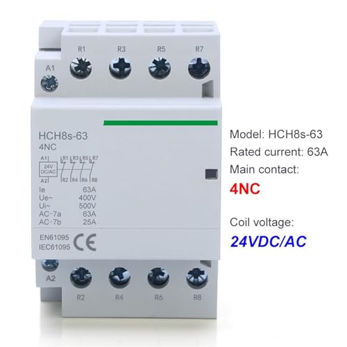 Contacteur modulaire 4P 63A 4NC DC24V pour rail Din HCH8s-63 - 2