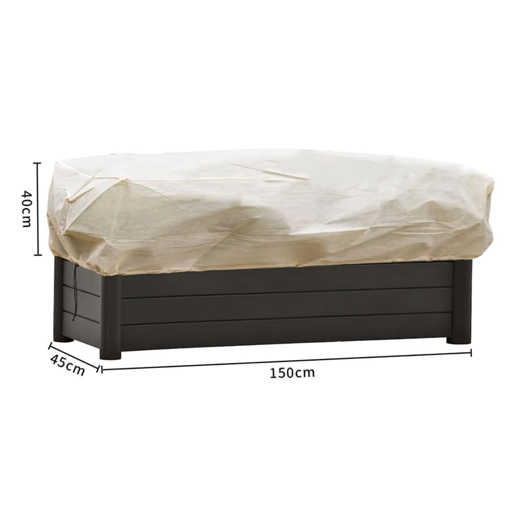 Copertura antigelo per piante, 6 pezzi, rettangolare, per piante, invernale, con coulisse, tessuto non tessuto beige e giallo per esterni, 150 x 40 x 45 cm