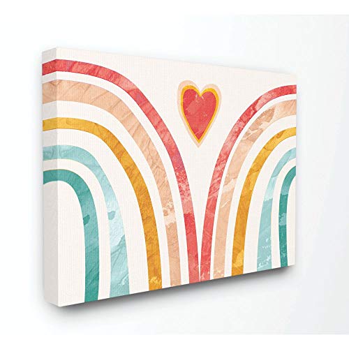 The Kids Room by Stupell Kids Paper Collage Rainbow Heart Design Canvas Wall Art, 24 x 30, Multi-Color