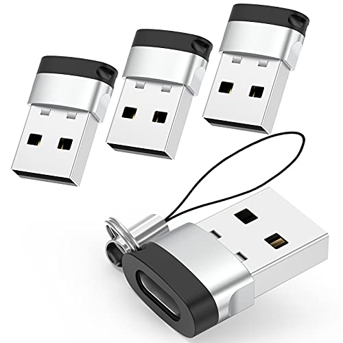 USB C to USB Adapter [4 Pack], Type C Female to USB Male Charger Cable Adapter for Apple iWatch Watch Series 7 SE,iPhone,iPad Air 4th 5th Mini 6th Generation,Samsung Galaxy, Siliver -  socw, HU-XI-201