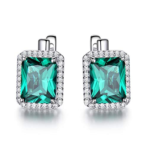 Créoles en argent 925 et oxyde de zirconium émeraude pour mariage