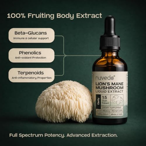 Image of Nuvedo Lions Mane Mushroom Liquid Extract | 10 mL | 1:5 Dual Extract
