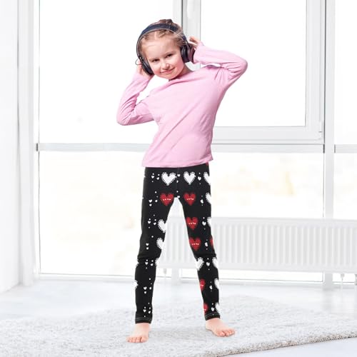 Valentines Heart Red Girls Leggings Soft Stretch Workout Yoga Dance Pants for Kids Casual Tights4