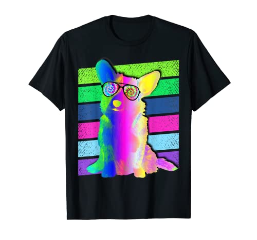 Divertido Vintage Retro Artista Diseño Corgie Dog Camiseta