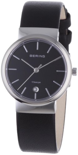 Bering Classic - Reloj Analógico De Mujer De Cuarzo Con Correa De Piel Negra - Sumergible A 50 Metros