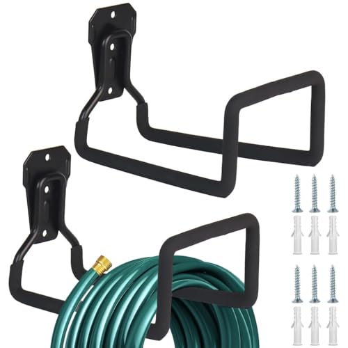 Kepzell 2 Pcs Hose Hanger, Heavy Duty Metal, Wall Mount, Hook for Garden Pipe/Expandable Pipe Reel/Water/Pocket/Flexable/Magic Holder(Holder 150 Ft)