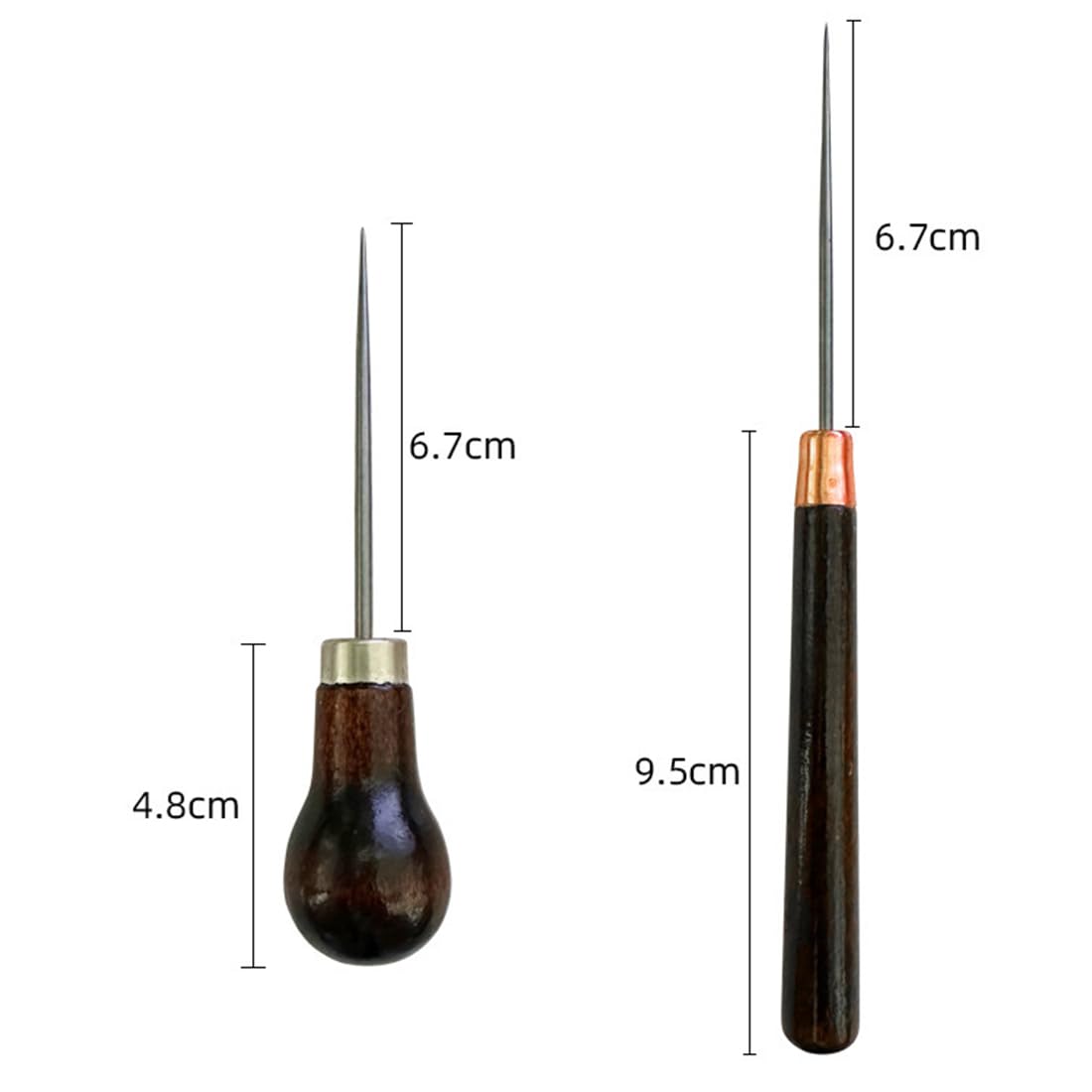 Set 3 Punteruoli Con Manico In Legno Per Cuoio E Cucito A Mano - Ideali Per Riparazioni Fai Da Te