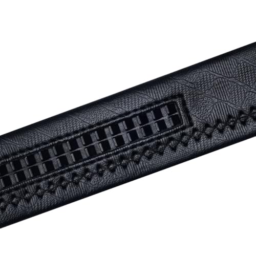 Image of Barry.Wang Mens Belts Leather Ratchet Automatic Buckle Slide Click 1 3 /8 inch Designer Dress Fashion Classic Casual Work Business