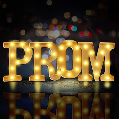 Prom Decorations 2026 4 Pcs LED 3D Extra Large Light Up Letter Signs Marquee Light Letters for 2026 Graduation & Prom Party Supplies(White)