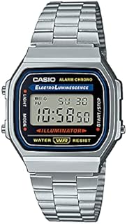CASIO A168WA-1YES Uhr Herrenuhr Edelstahl Resin 30m Digital Datum Licht Alarm schwarz