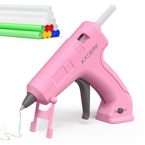 Katerk Pistola de Silicona Caliente, 2000mAH Pistolas de Pegamento Caliente Inalambrica con 15x7mm Barra de Pegamento, 90S Calentamiento, Pistola Cola Quente Adecuada Uso Casero, DIY   Rosa