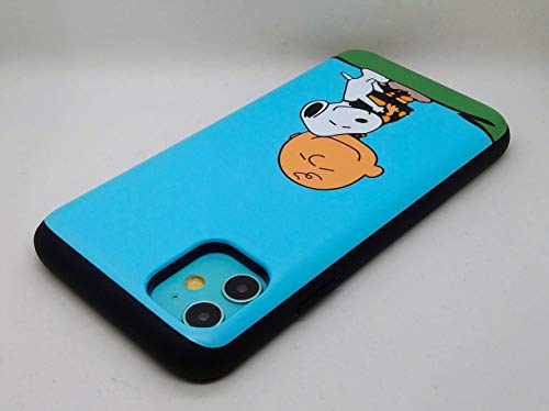 [Iphone 11 Wallet Case] Kubrick Peanuts Snoopy Card Holder Slide Cover Bumper Phone Case Dual Layer Protection Uv Printing (Charlie Brown And Snoopy) #TOP3