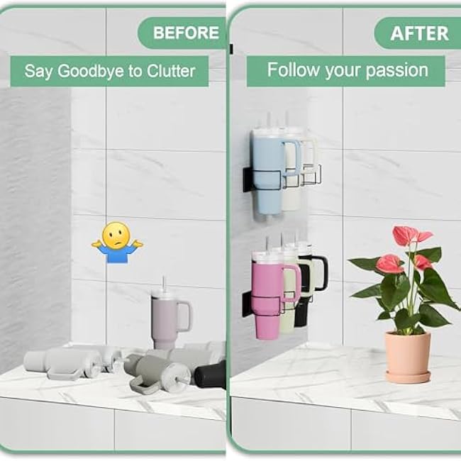 Refrigerator Magnetic Holder for Stanley Cup 40oz, Water Bottle&Cup Accessories Tumbler Lid Organizer with Hooks