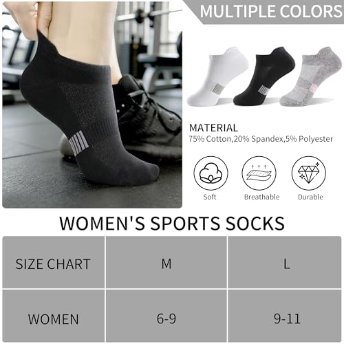 Image of 6 Pairs Ankle Socks for Women, Athletic Running Socks Cotton Low Cut Tennis Sports Tab Sock Size 6-11