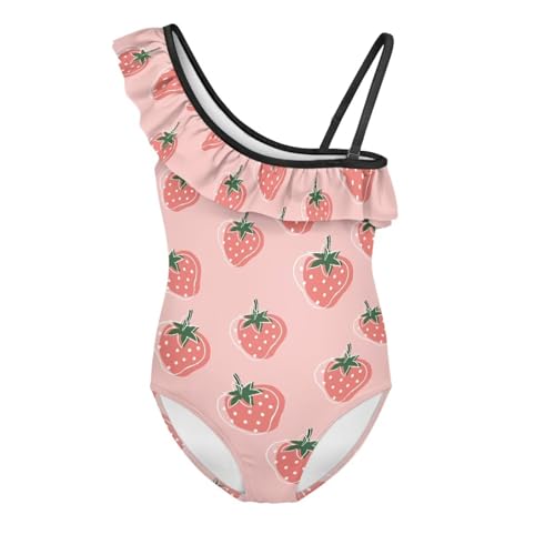 Image of Girls One Piece Swimsuit Ruffled Halter Bathing Suit with Adjustable Strap Beach Sport Swimwear for 3-14 Years