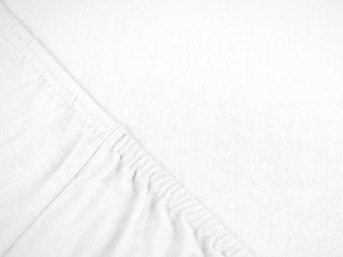 npluseins klassisches Jersey Spannbetttuch - erhältlich in 34 modernen Farben und 6 verschiedenen Größen - 100% Baumwolle, 90-100 x 200 cm, weiß - Image 5