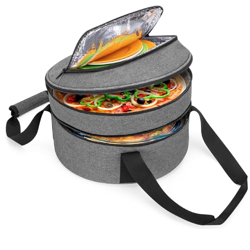 Trunab Insulated Round Casserole Carrier for Hot or Cold Food - Double Decker Pie Carrier for Picnics, Camping & Parties