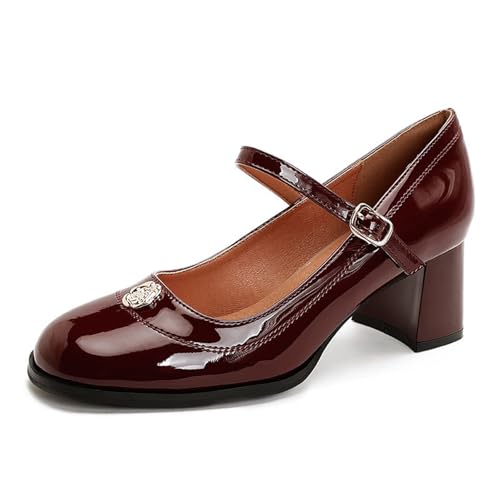 Escarpins rétro Mary Jane pour femmes à talons hauts bloc YYZTXF