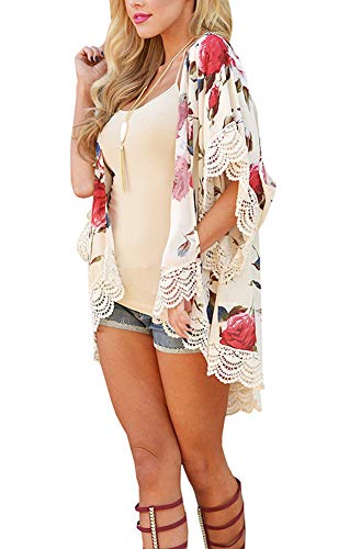 Camisunny Women Chiffon Printed Cardigan Kimono Robe Tops Beach Bikini Cover up Blouse3