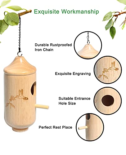 Topkins Hummingbird House For Outdoors Hanging, Wooden Humming Bird Nest With Pole, Swinging Hummingbird Feeders Bluebird House, Gardening Gifts For Women Men Bird Lovers (3Pcs) #TOP1