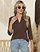 ZHENWEI Womens Coffee Polo Shirt 3/4 Sleeve Work Blouse Fashion Lapel Tops Casual Collared Tunic T-Shirts,Coffee,S