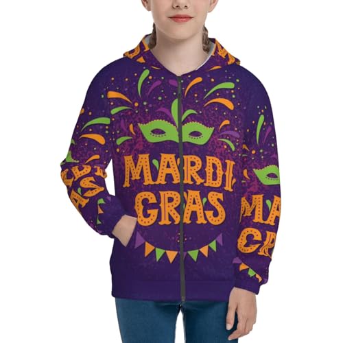 Mardi Gras2 Kid Hoodies Boys Zip Up Sweatshirts Girls Pullover with Pocket3