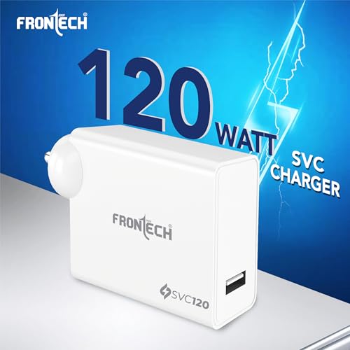 Image of Frontech SVC Single Port Mobile Charger | 120W Fast Charging | USB Type C | Compatible with Smartphone /Earbuds /Tab | White (MCH-0024)