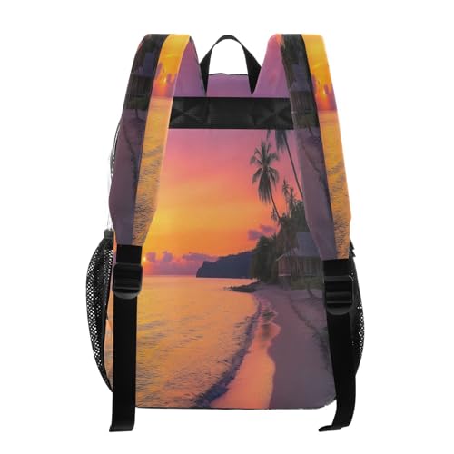 Tropical Beach Clear Backpack - Stadium Approved Large 15.7-inch Waterproof Transparent Bag for Sports, Concerts, Work, Travel#593