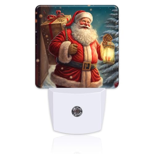 Image of Christmas Santa Claus with Gifts Night Light for Kids,Kind Smile Santa Claus Night Light Plug in with Dusk to Dawn Sensor,0.5w Energy Saving Nightlight for Hallway Stairway Kitchen Bedroom