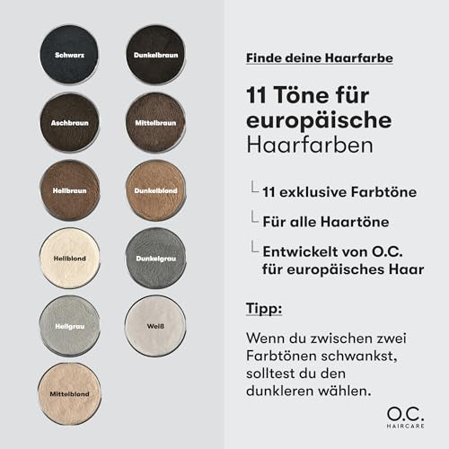 O.C. HAIRCARE Streuhaar zur Haarverdichtung - für Scheitel, kahle Stellen am Ober- und Hinterkopf - von führenden Salons empfohlen - 11 Farben - widerstandsfähige Streuhaare (Mittelbraun)