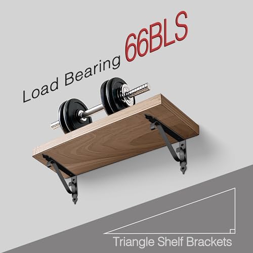 Ouvin Decorative Wall Shelf Brackets 4 Pack 10inch Heavy Duty L Corner Brace Shelf Support Floating Metal Brackets with Screws (250 mm/10inch) Black