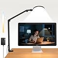 ZAPLIT Desk Lamp, 16W LED Desk Light with Clamp & Adjustable Arm for Home Office Video Calls, Touch Control Eye-Care Light for Reading with 5 Color Temps (1700K-6000K) & 10 Brightness, Timer 0.5H/1H