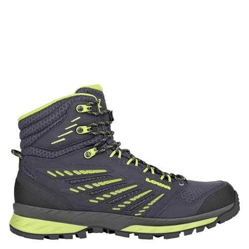 LOWA Mens Trek Evo GTX Mid Textile Synthetic Navy Lime Boots 8 US