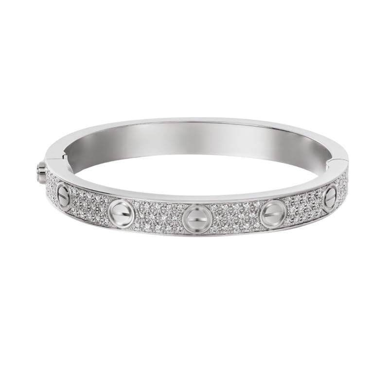 GOLDHARTZ Chic Cartier-Inspired Love Bracelet with Three Row Simulated Diamonds | Iconic Design | Timeless Symbol of Affection | 925 Sterling Silver |Handcrafted | Fashion Accessory (B0D2X96DF9) Amazon Price History, Amazon Price Tracker