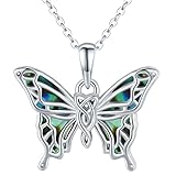 Freesloth Butterfly Necklaces for Women 925 Sterling Silver Butterfly Jewelry Mother's Day Gifts Abalone Shell Pendant Butterfly Necklace Gifts for Girls