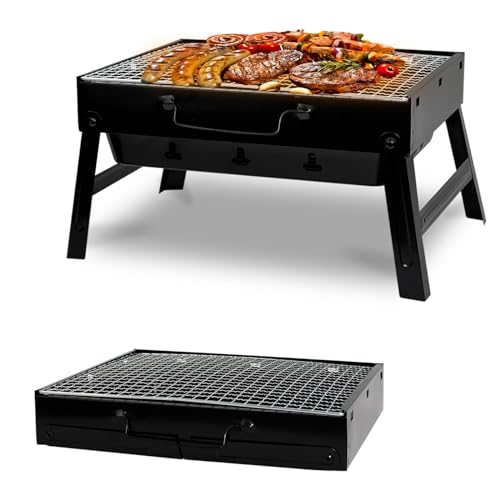 BBQ Barbecue Grill Portable Folding Charcoal for Camping Garden Outdoor Cooking Fun by Crystals®