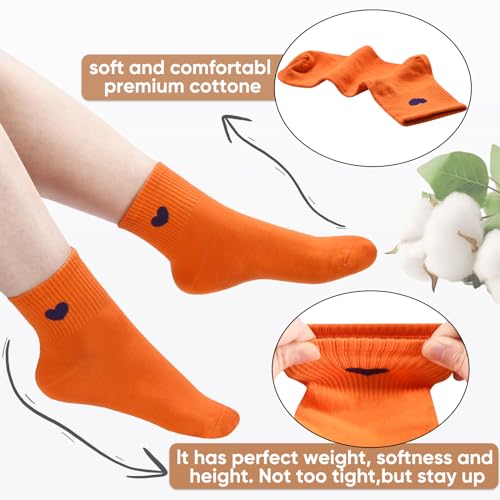 Image of Corlap Women's Cotton Crew Socks - Ankle High Fun Cute Heart Casual Dress Athletic Socks - 5Pairs Gifts for Mother /Her