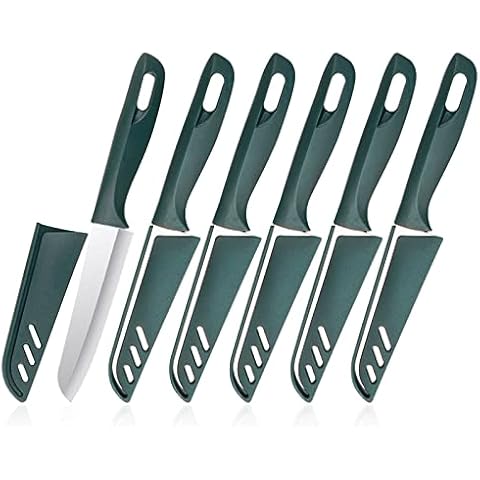 Fruit Knife, Sharp and Durable Fruit Knife Set, Exquisite Dark Green Look, with Scabbard, Fruit Knives Small is Suitable for Most Vegetables, Fruits and Meat (6 Pieces) Cover