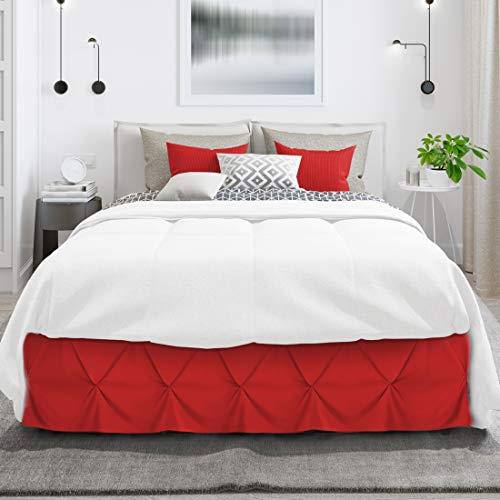 Image of Nestl Red Microfiber Full Bed Skirt, Pinch Pleat, 54' x 75' x 14', Hotel Quality, Easy Care