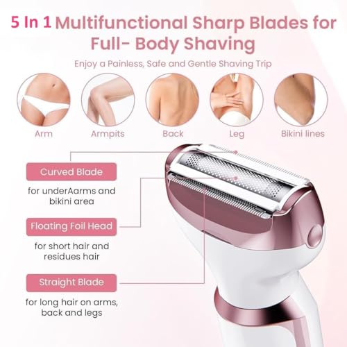 Image of Bikini trimmers for women 5-in-1 Trimmer Bikini Trimmer for Women | Eyebrow Trimmer & Facial Hair Removal Machine | 120 Mins Runtime (Pack of 1)