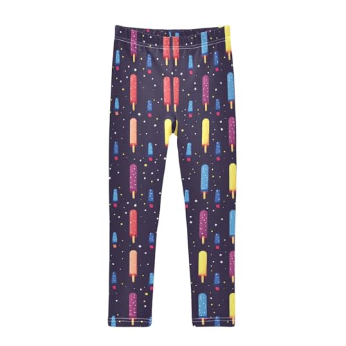 Colorful Popsicle Ice Cream Stars Girls Casual Leggings for Kids Printed Long Pant Bottoms Stretch and Soft