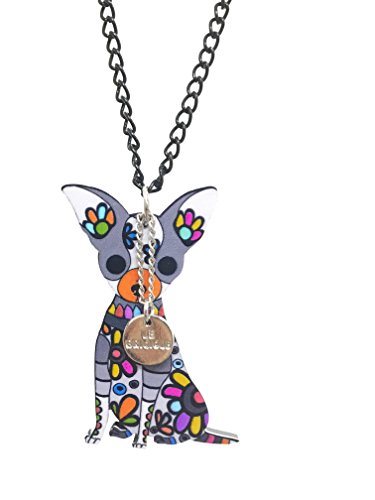  Collana in alluminio con charms a forma di pincher in resina dipinta a mano (grigio)