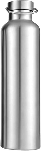 Botella de agua de acero inoxidable aislada al vacío de 3425201712 onzas 188 para bebidas calientes y frías, doble pared, a prueba de fugas (plata