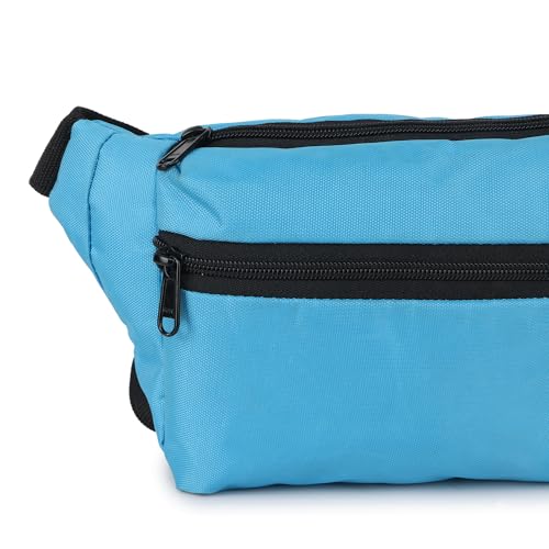 Image of Waist Bag for Man Woman - Anti Theft, Waterproof Zippers and Back Pocket - Large Travel Waist Pouch, Fanny Pack, Belt & Hip Bag for Men, Women for Hiking, Passport, Gym (Black) (Turquoise)