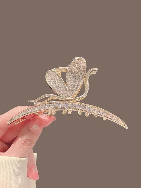 Image of hair Clutcher For Women | Stylish Hair Claws For Girls | Trendy Alloy Metal Clips | Premium & Fashionable Girls Hair Accessories | Suitable In Various Occasions | (Feather Stone) Pack Of 1.