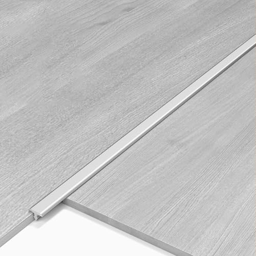 3 Piezas 90 cm Tira de Transición para Suelos, Perfil Transición Suelo Desnivel en T, Tapajuntas para Suelo para Laminados, Puertas y Bordes de Baldosas (Silver 6mm)
